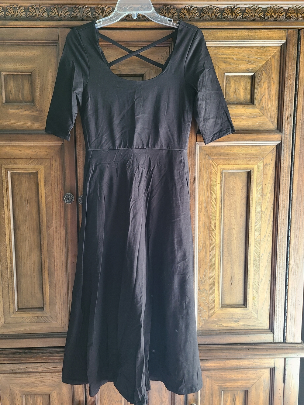 NWT Pact Organic Cotton Women's Black Fit & Flare Scoop Neck Dress Sz. small